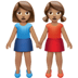 👭🏽 women holding hands: medium skin tone display on Apple